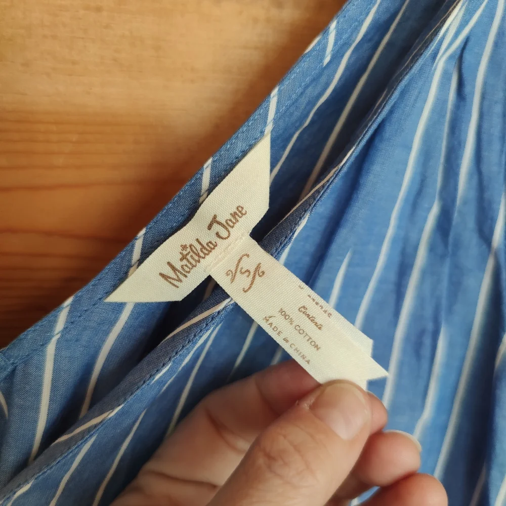 Matilda Jane 💜 Sandy Seashell Cover Up‎ Dress Stripes Pockets Beach Swim Small